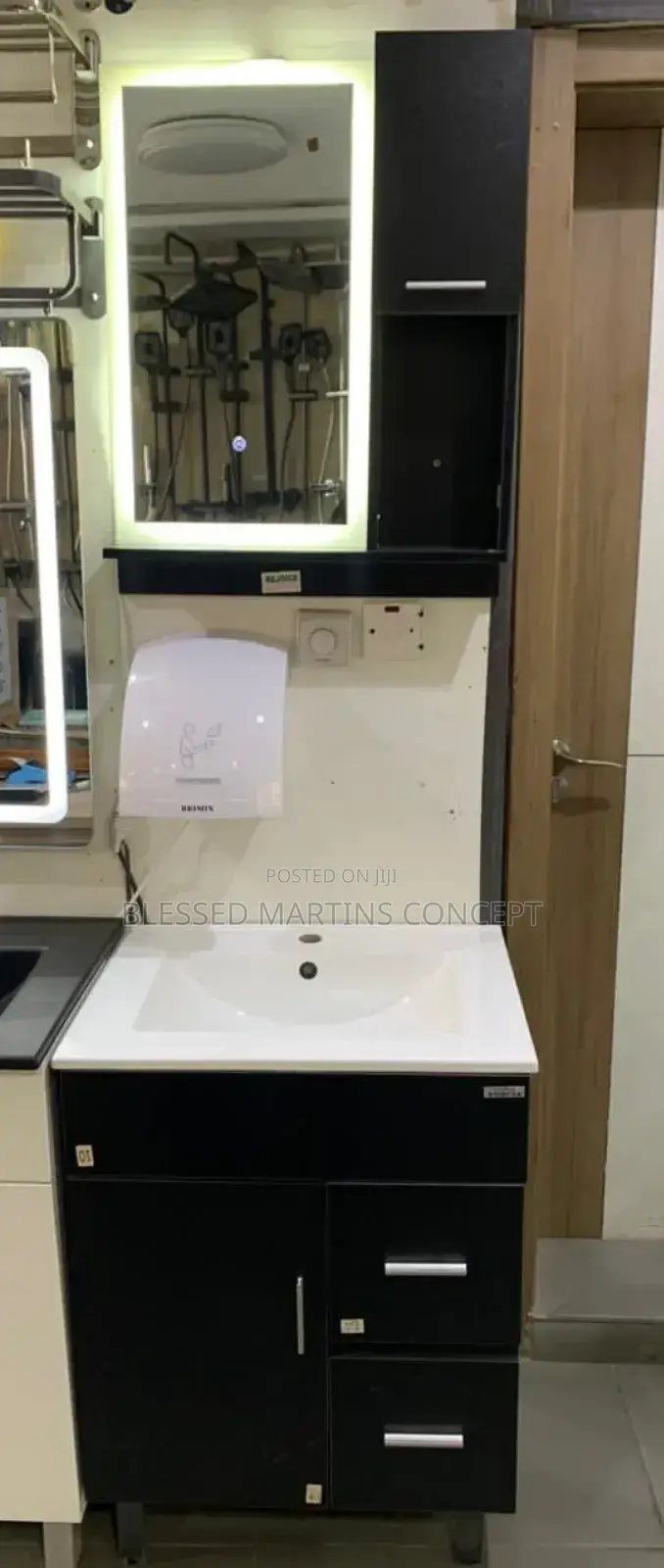Cabinet Basin With Lead Light and Cabinet.