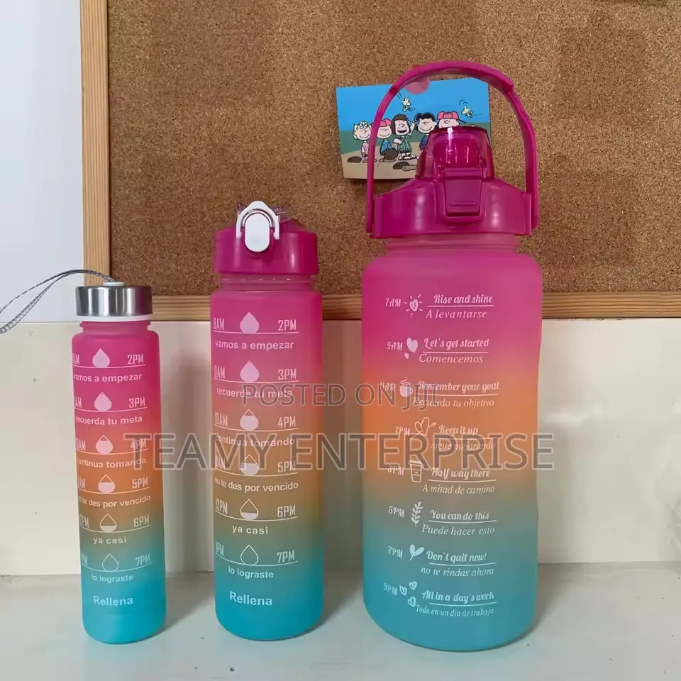 3 Set Water Bottle - Various Colours Available -3 In 1 Flask