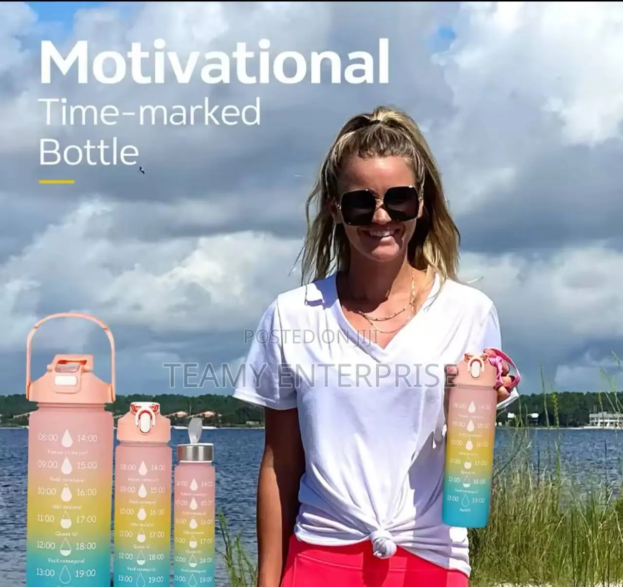 3 Set Water Bottle - Various Colours Available -3 In 1 Flask