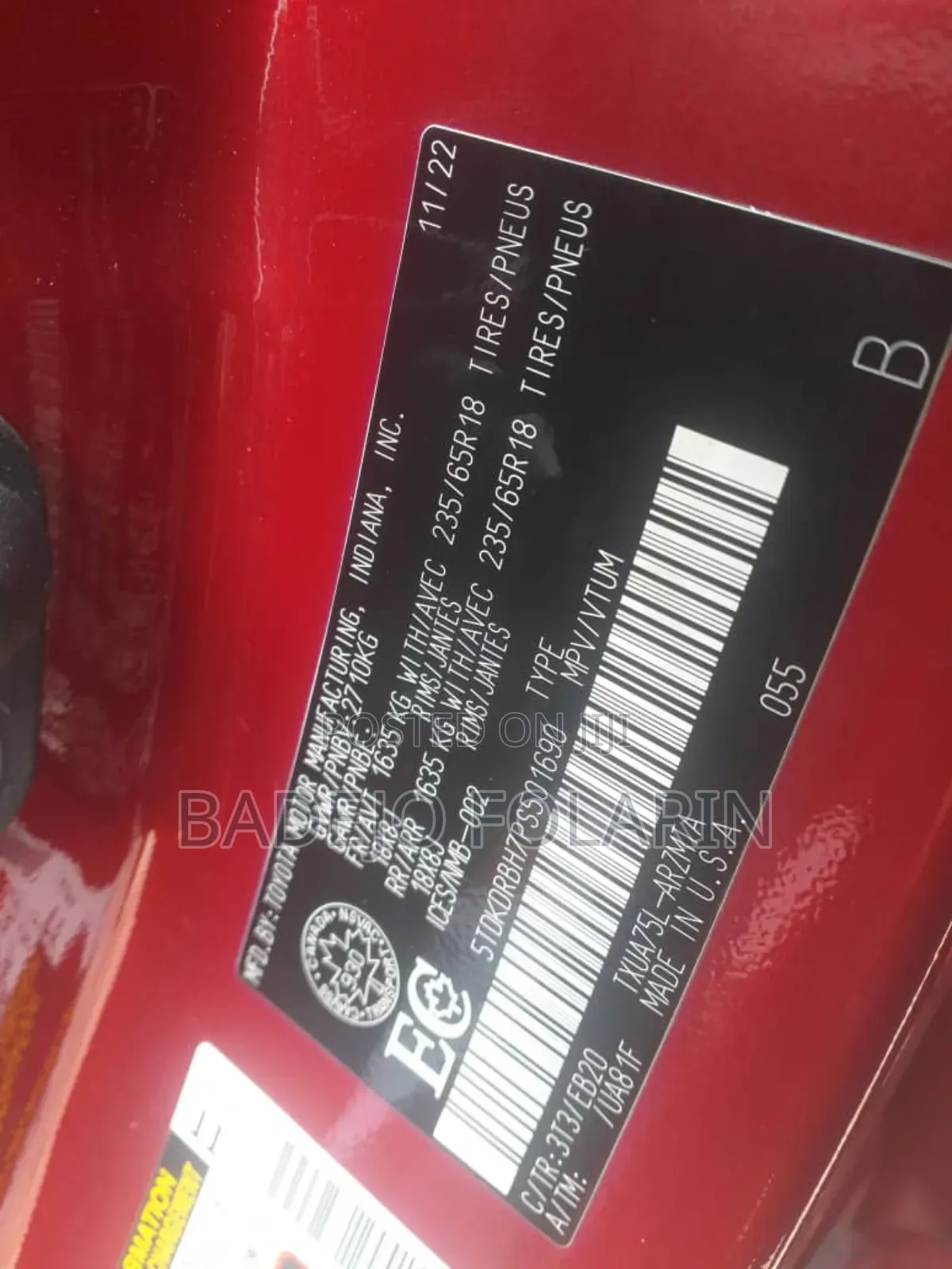 Toyota Highlander XLE AWD 2023 Red