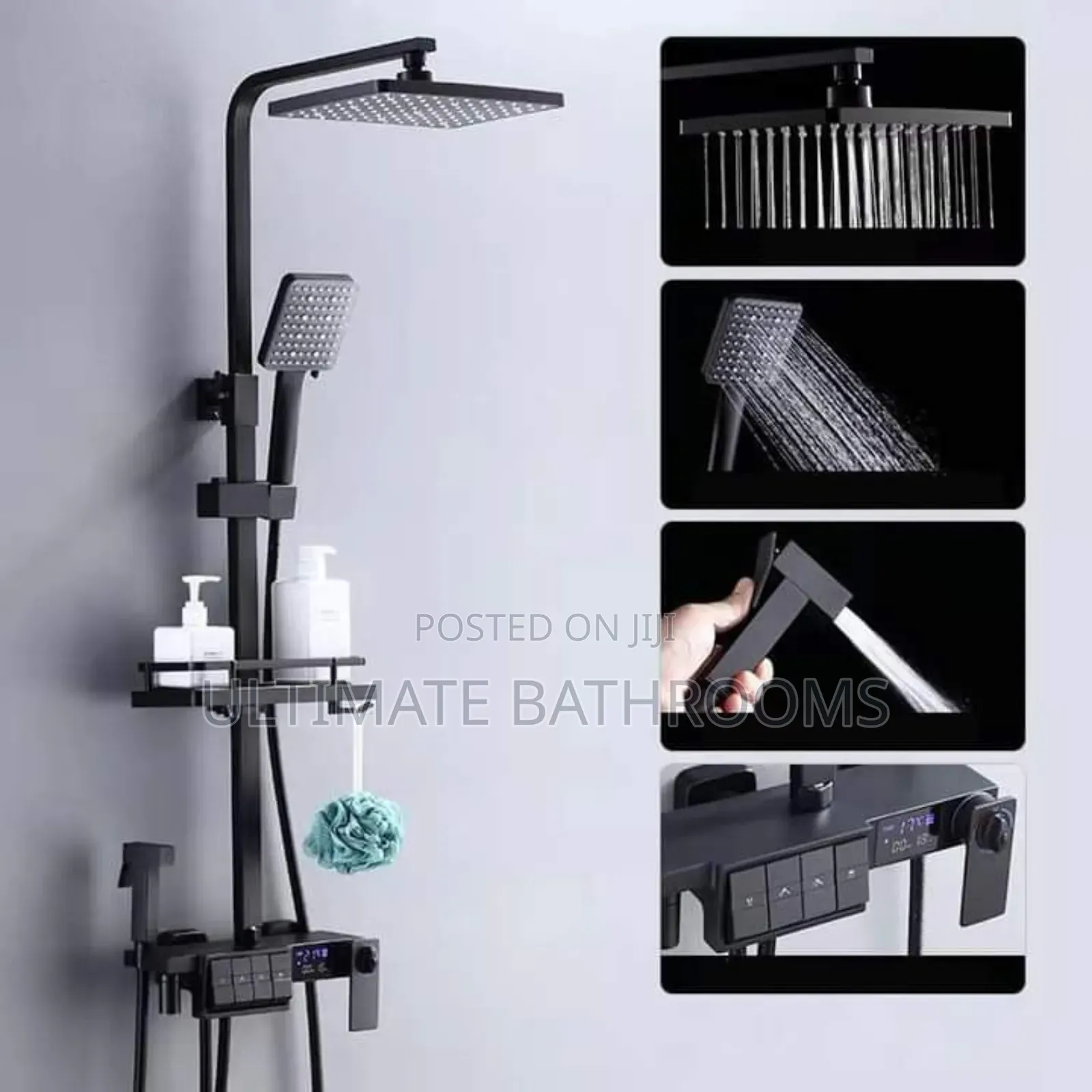 Black Buttons Standing Shower Mixer