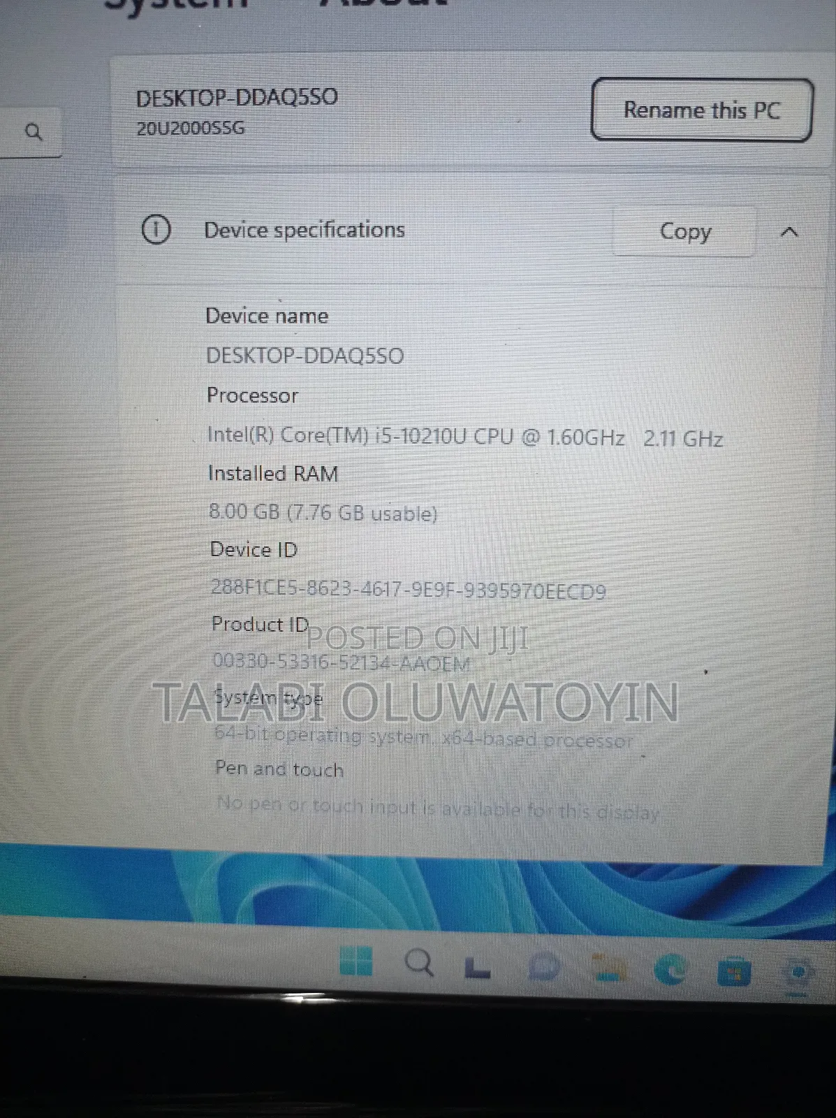 Laptop Lenovo L14 G1 8GB Intel Core i5 SSD 256GB