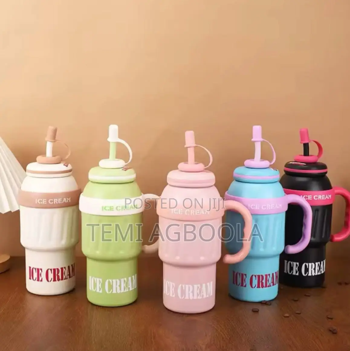 Thermos Cup With Handle and Straw Bottle