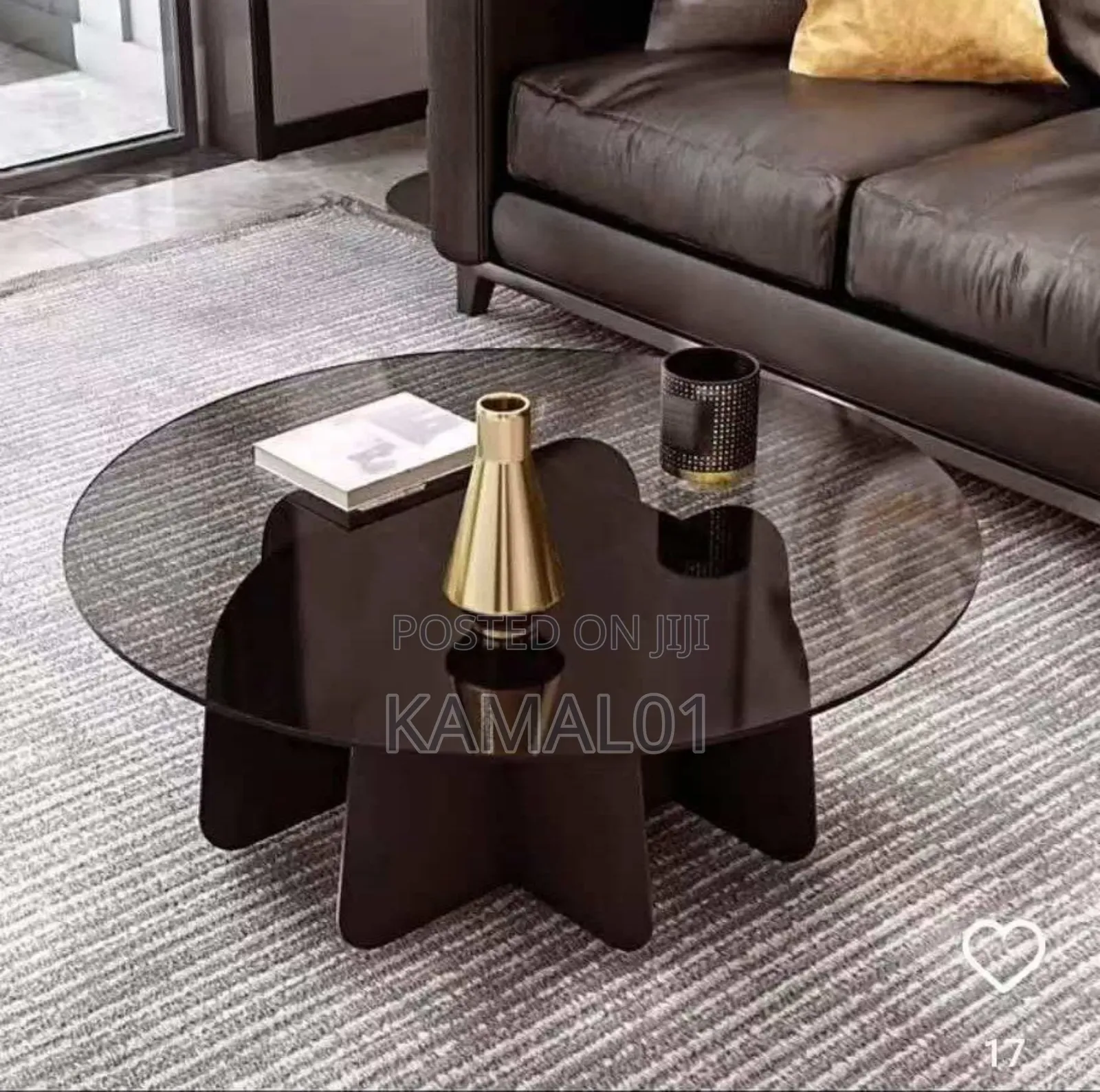 Living Room Luxury Round Table With Tempered Glass Top