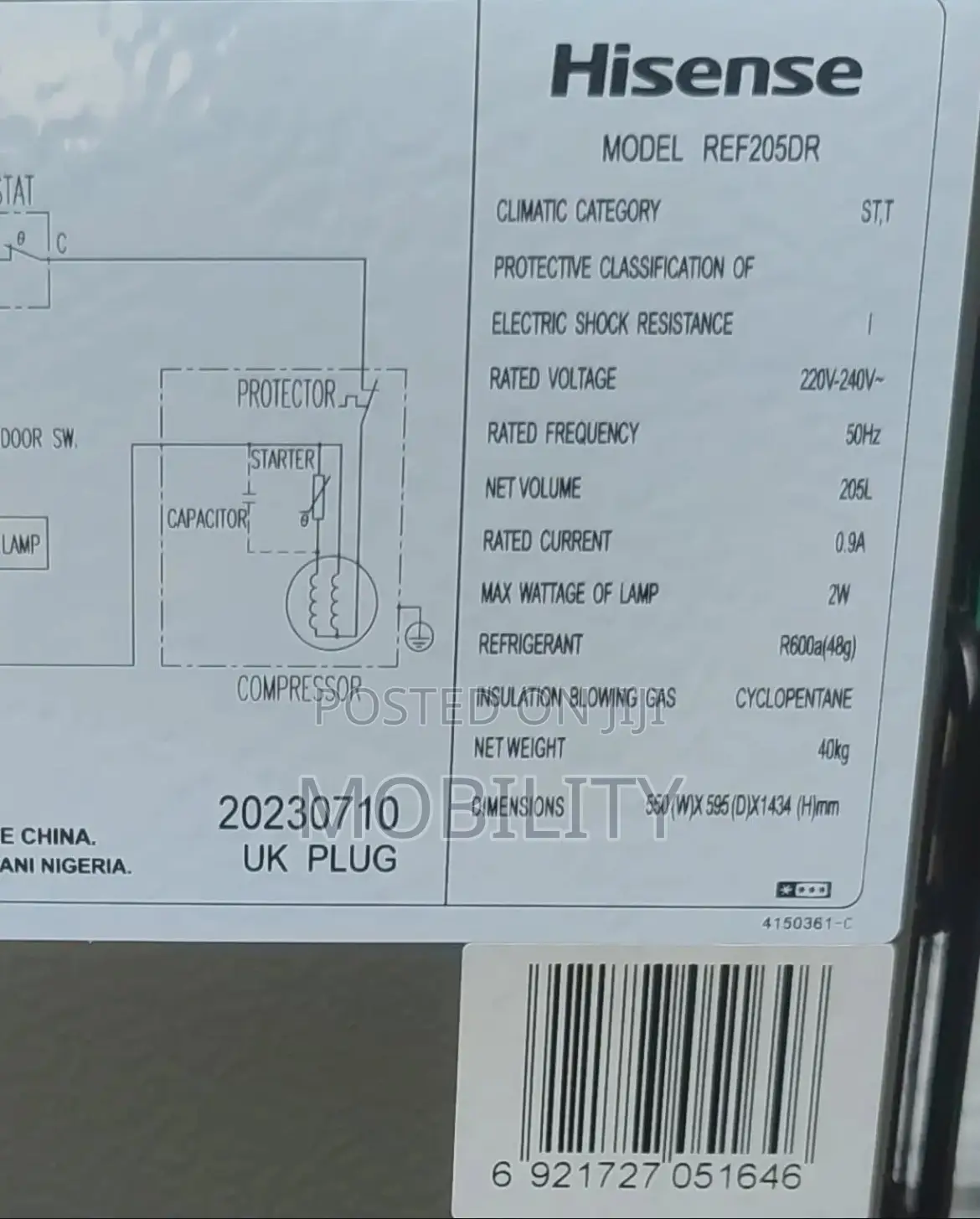 Hisense Double Door Fridge 205l Brand New With Key and Lock