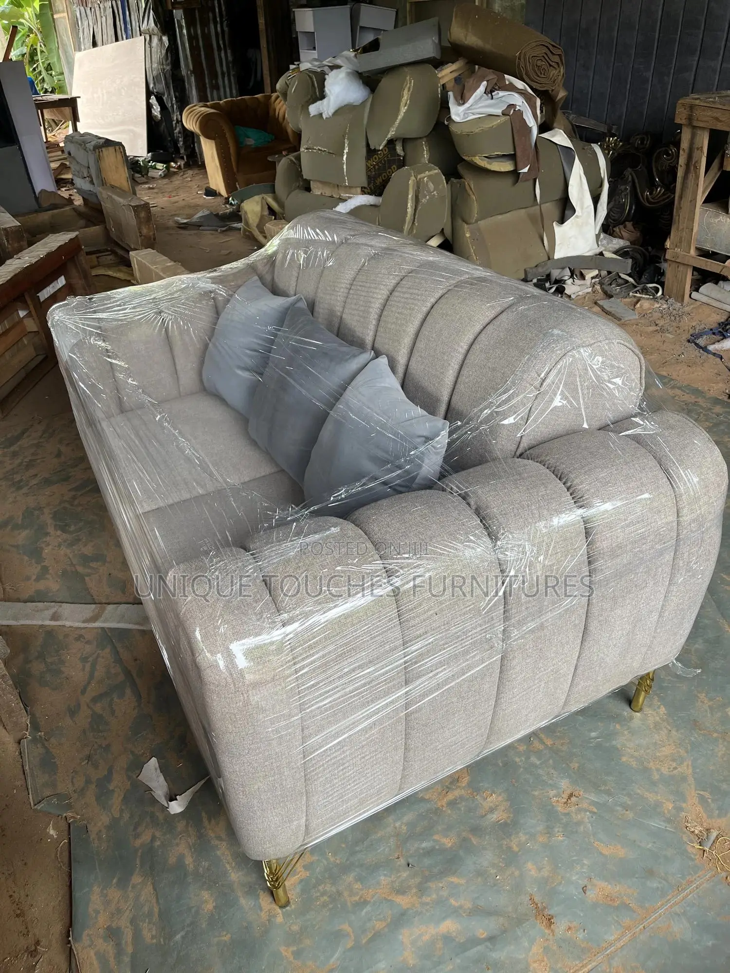 Multi Coloured Brown And Off White Parlour Sofa