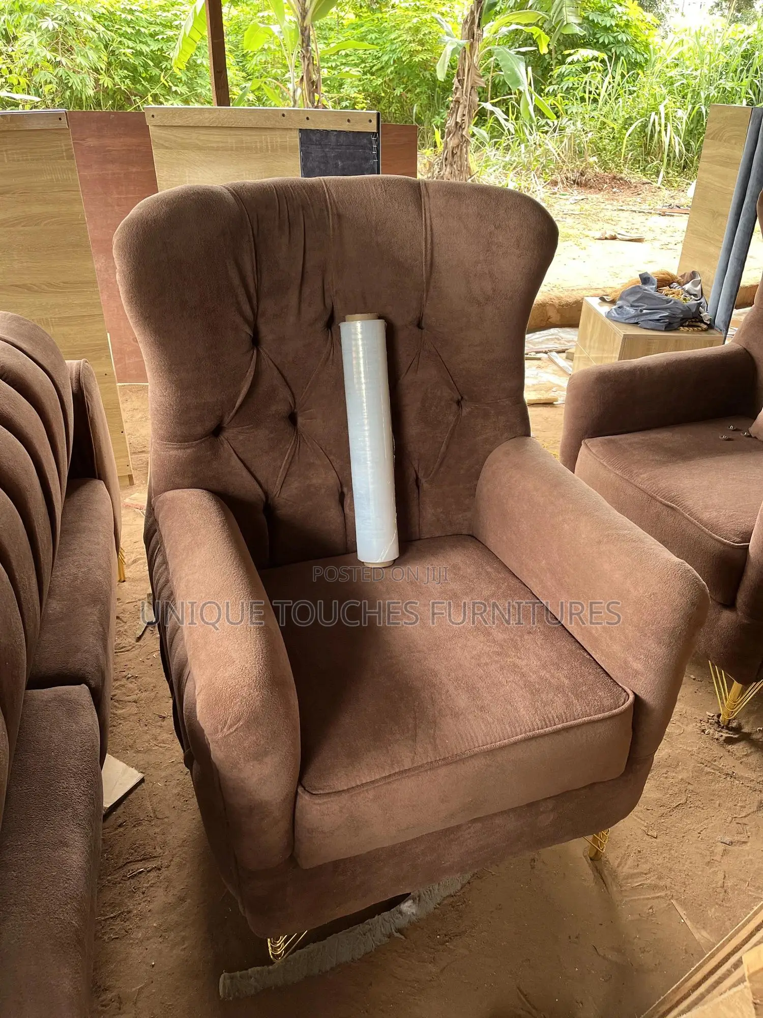 Multi Coloured Brown And Off White Parlour Sofa
