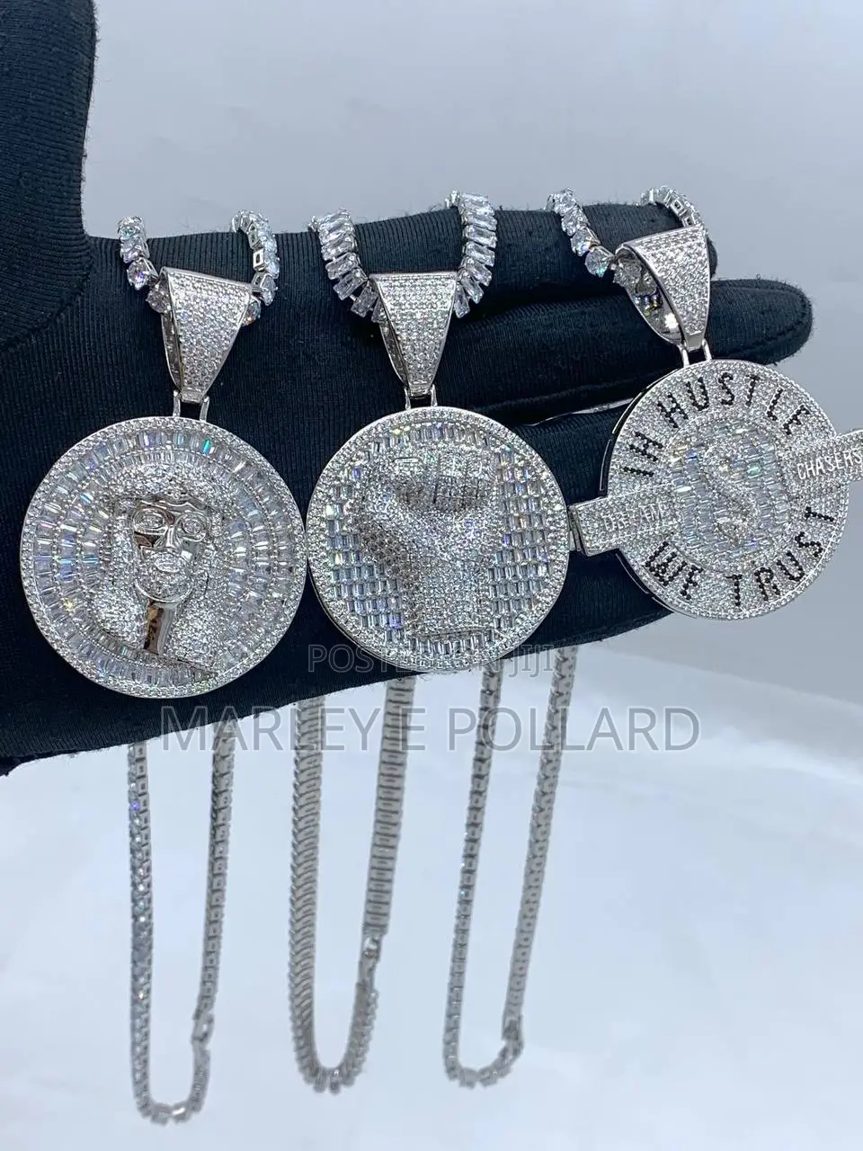 Round Pendant Cubic Zirconia Necklace Tennis Chain
