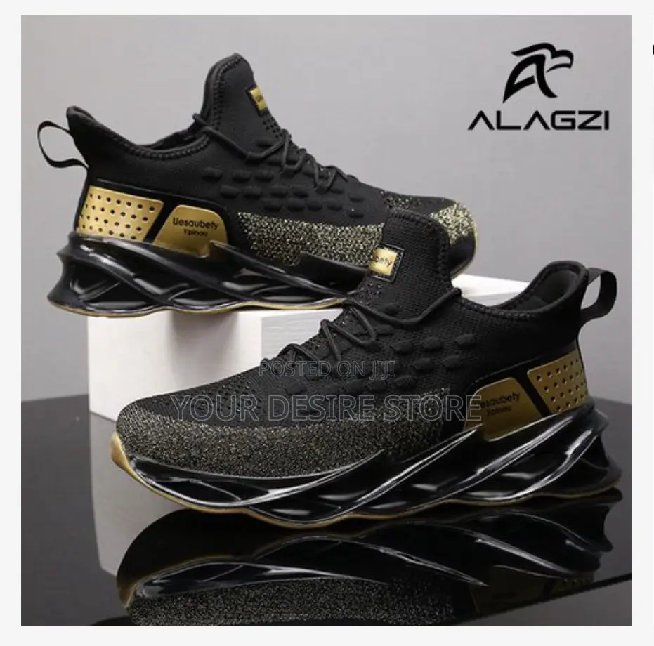 Alagzi 2024 Men Casual Noble Running Sneakers - Black/Gold