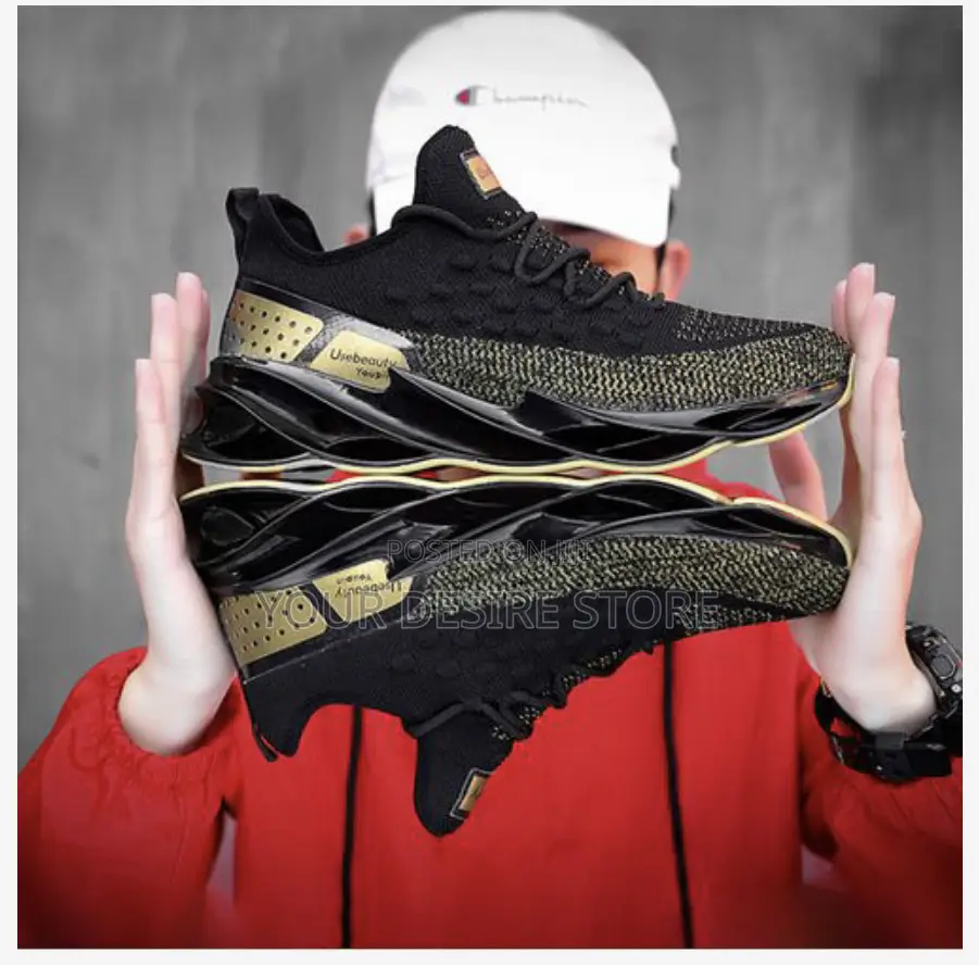 Alagzi 2024 Men Casual Noble Running Sneakers - Black/Gold