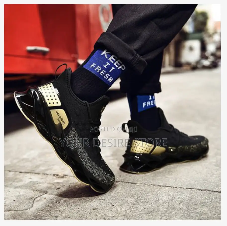 Alagzi 2024 Men Casual Noble Running Sneakers - Black/Gold
