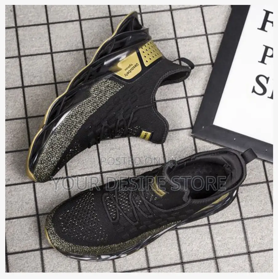 Alagzi 2024 Men Casual Noble Running Sneakers - Black/Gold