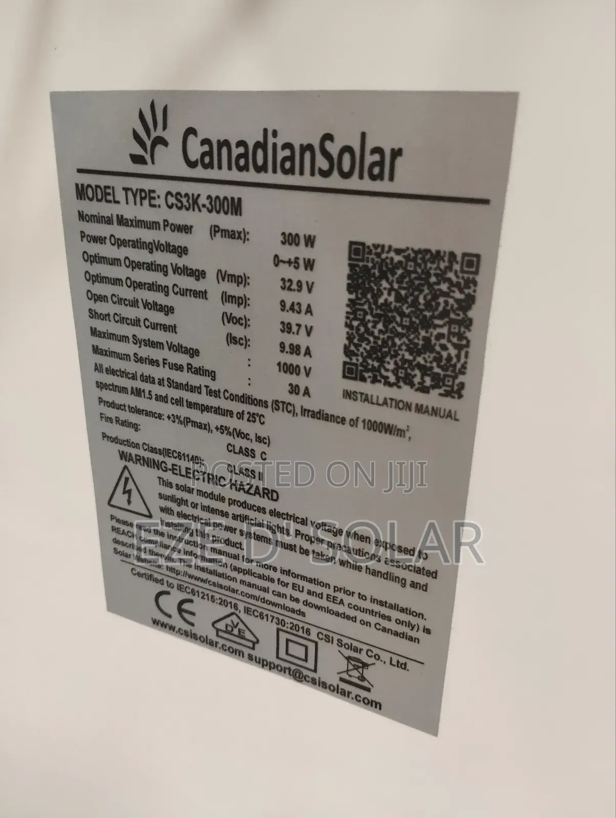 300w Canadian Mono Solar Panel