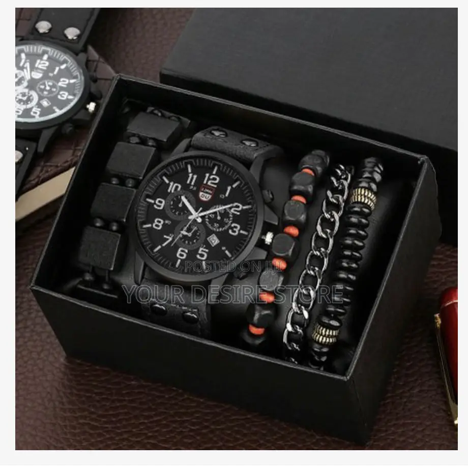 5-Piece Men's Watch and Bracelet Set, Watch Series