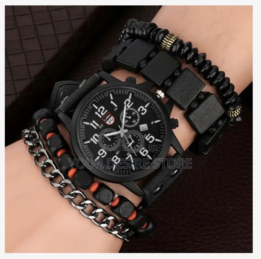 5-Piece Men's Watch and Bracelet Set, Watch Series