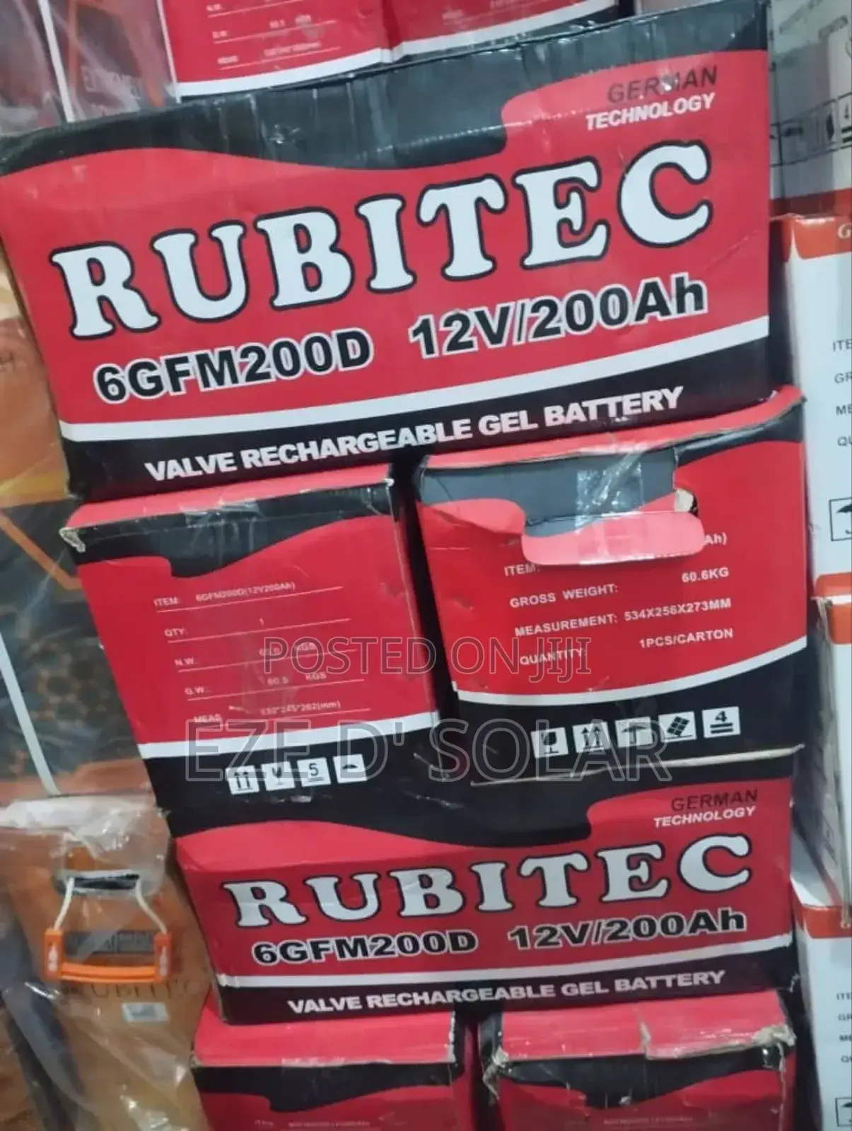 200ah/12v Rubitec Valve Rechargeable Gel Battery
