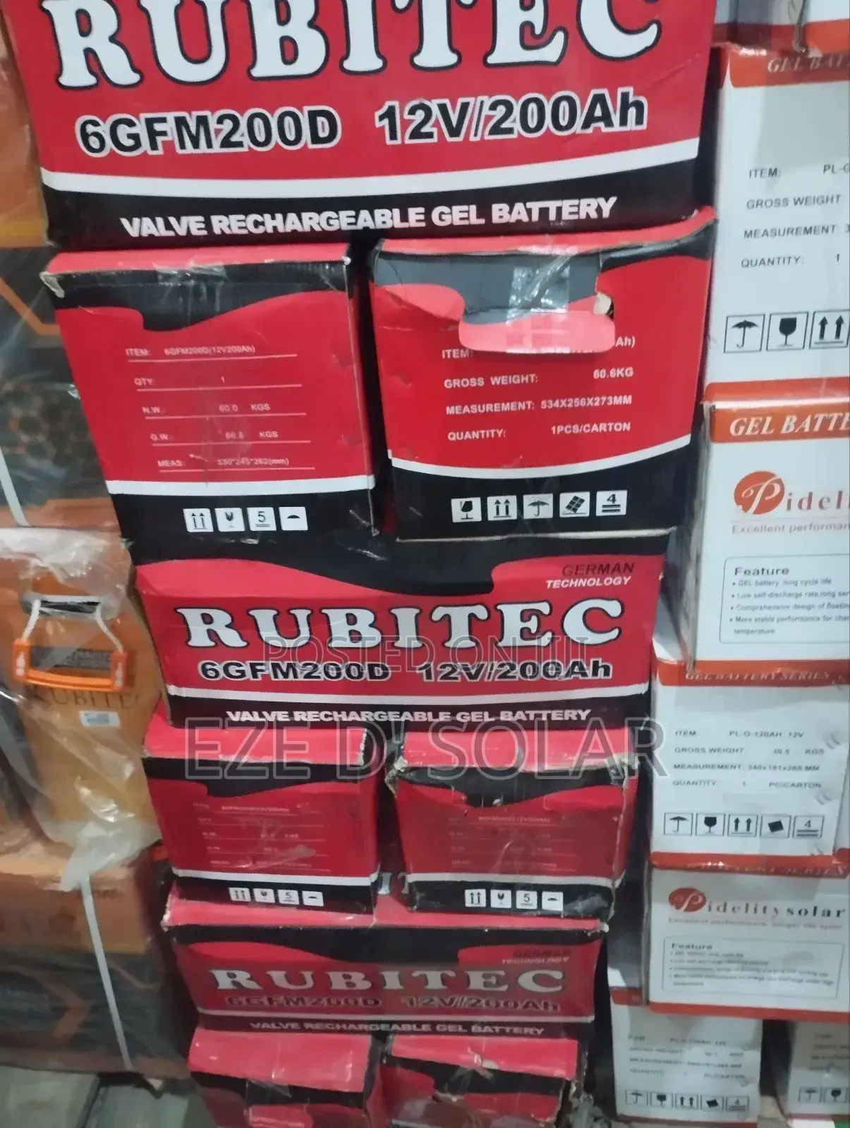 200ah/12v Rubitec Valve Rechargeable Gel Battery
