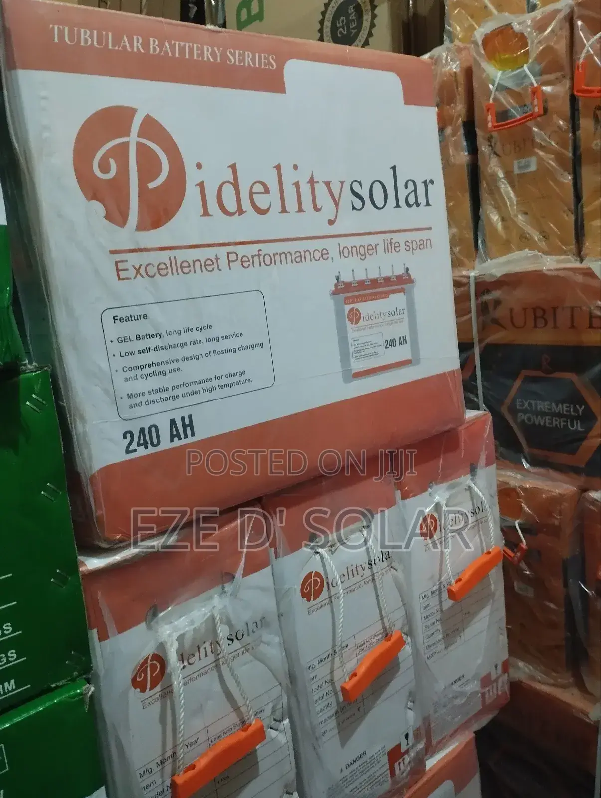 240ah/12v Pidelity Solar Tubular Battery