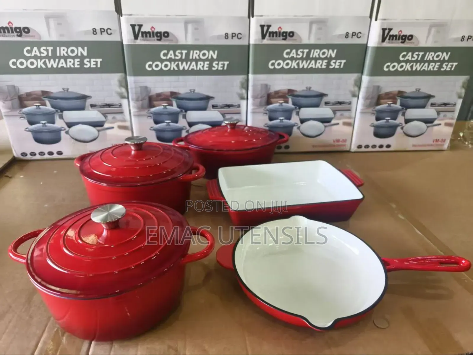 Original 5pcs Enamel Cast Iron Set of Pot