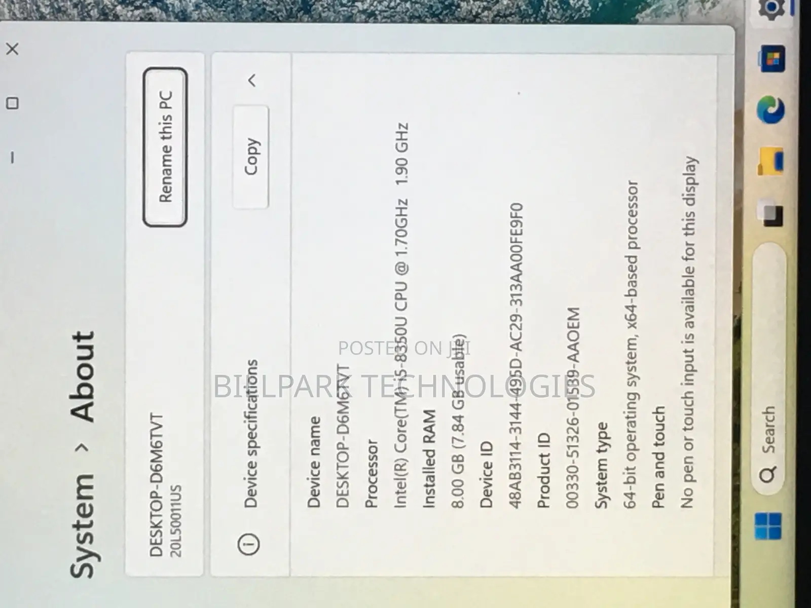 Laptop Lenovo ThinkPad T480 8GB Intel Core I5 SSD 256GB