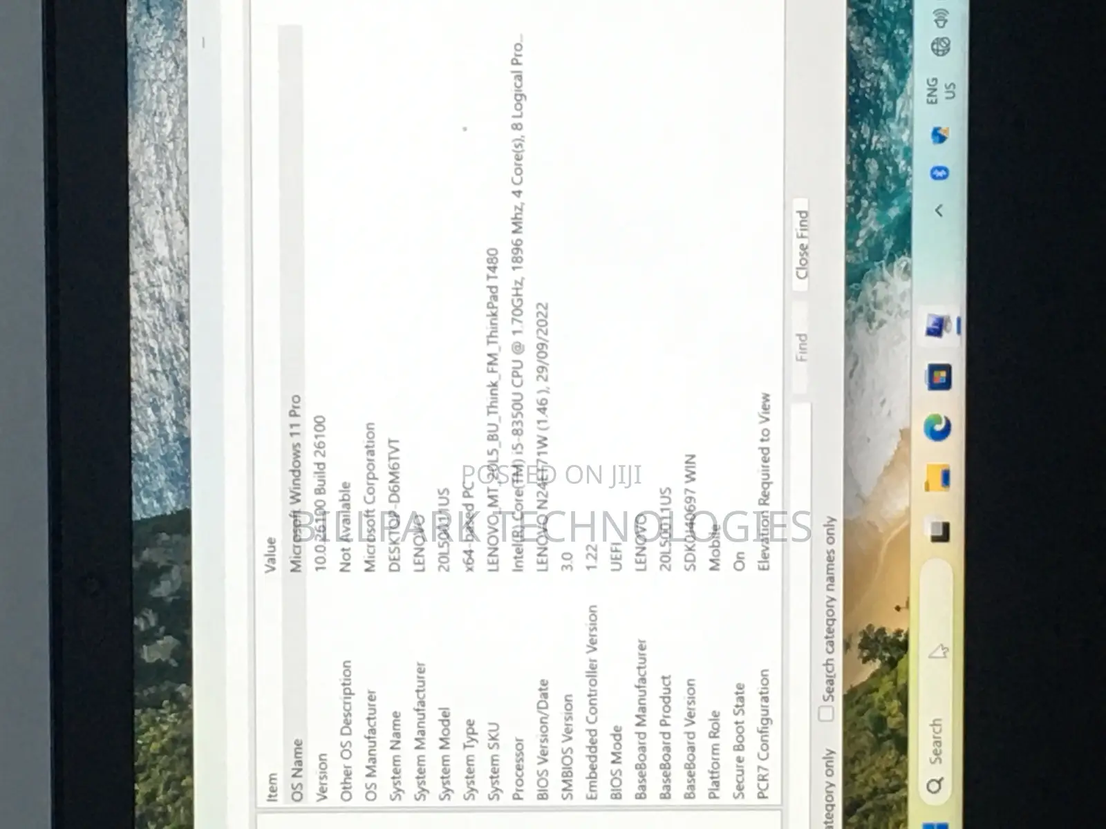 Laptop Lenovo ThinkPad T480 8GB Intel Core I5 SSD 256GB