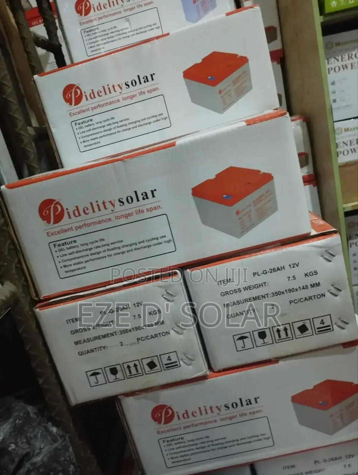 26ah/12v Pidelity Solar Gel Battery