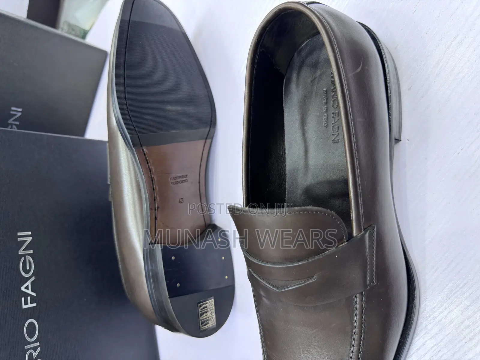 Pure Italian Brown Mario Fagni Shoes for Men