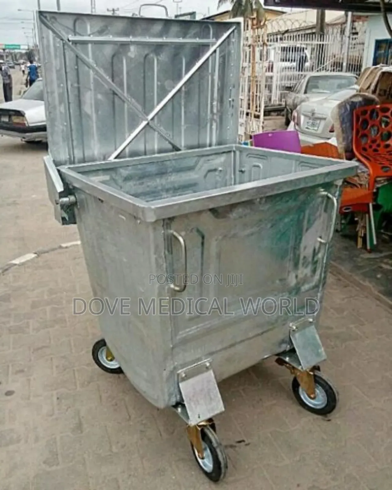 500 Litre Galvanized Steel Wheelie Waste Bin With Wheel