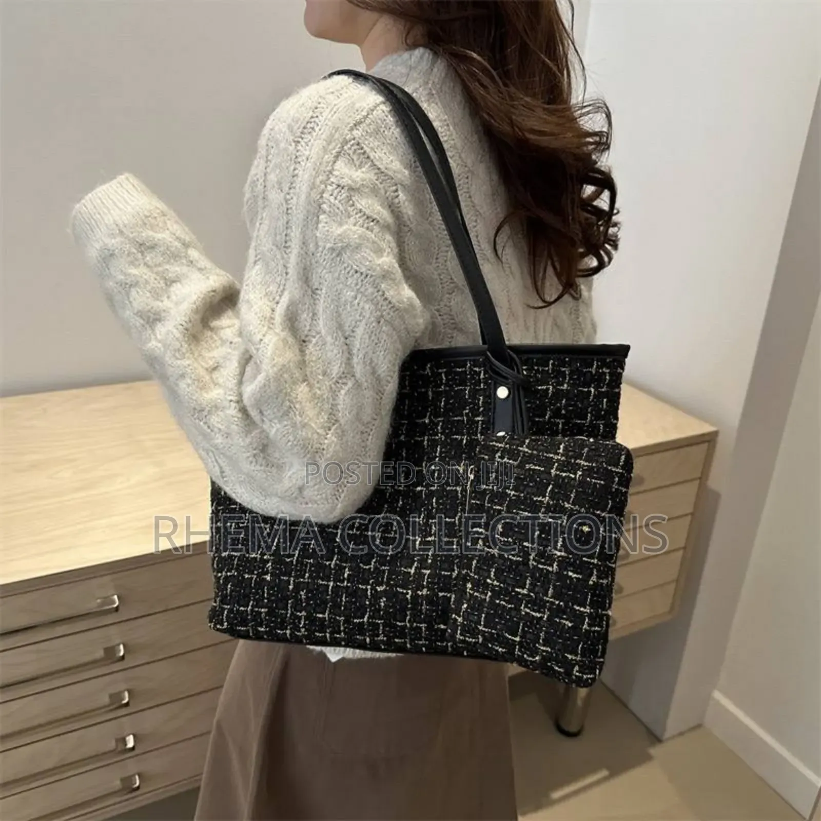 2in1 Tweed Ladies Tote Bag