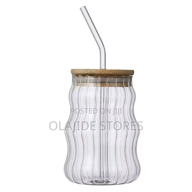 Glass Cup With Lid Straw