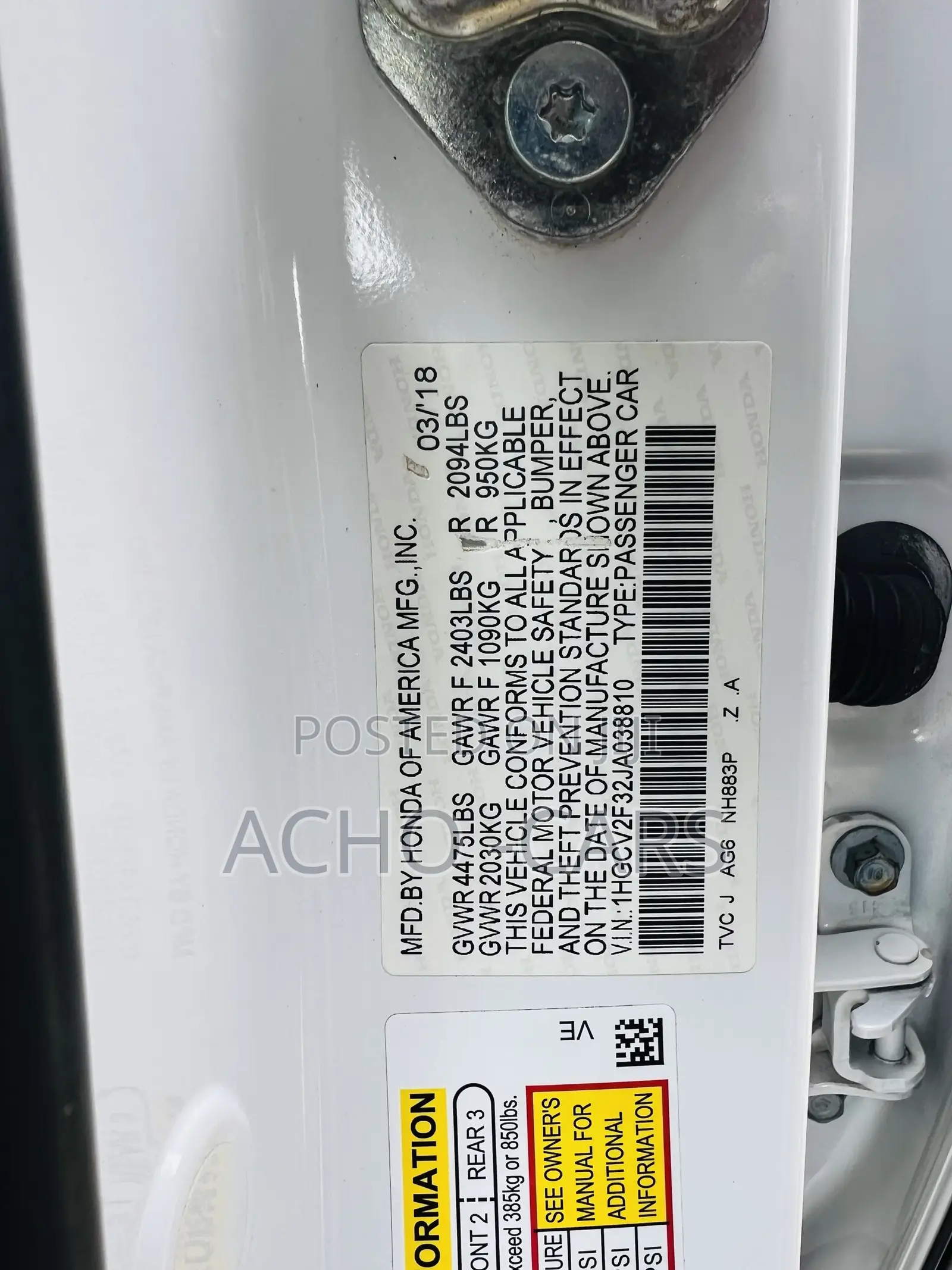 Honda Accord 2018 White