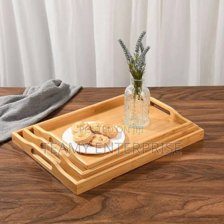 3 in 1 Tray Set - Brown Bamboo Kitchen and Dining Food Trays