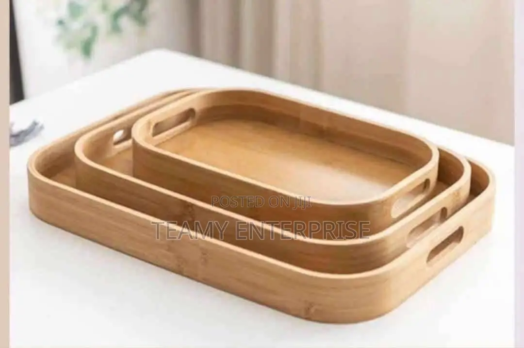 3 in 1 Tray Set - Brown Bamboo Kitchen and Dining Food Trays