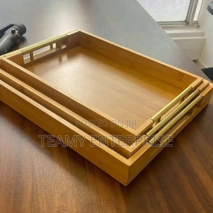 3 in 1 Tray Set - Brown Bamboo Kitchen and Dining Food Trays