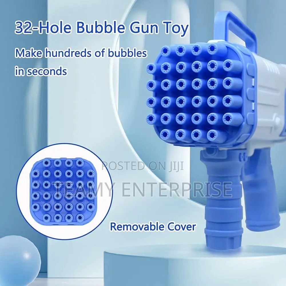 Kids Bubble Gun - 32 Holes Bazooka Bubbles Rocker Launcher