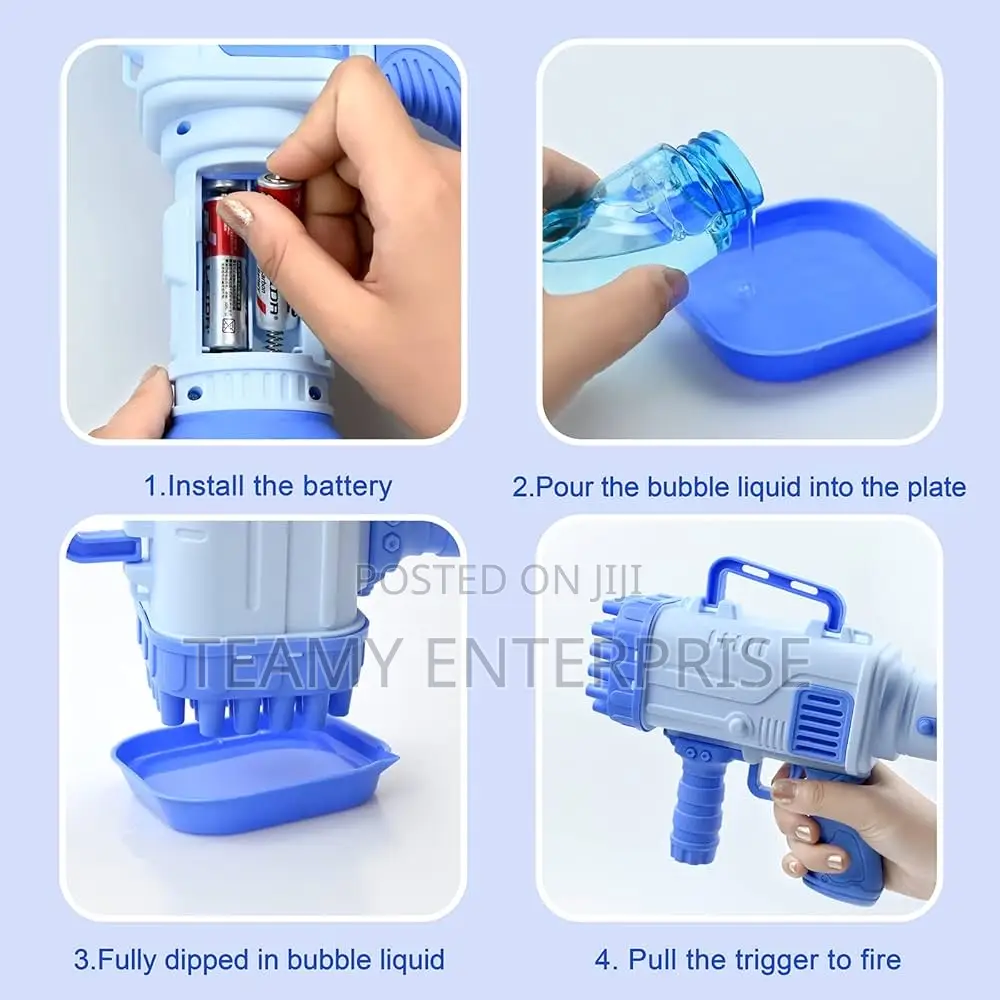 Kids Bubble Gun - 32 Holes Bazooka Bubbles Rocker Launcher