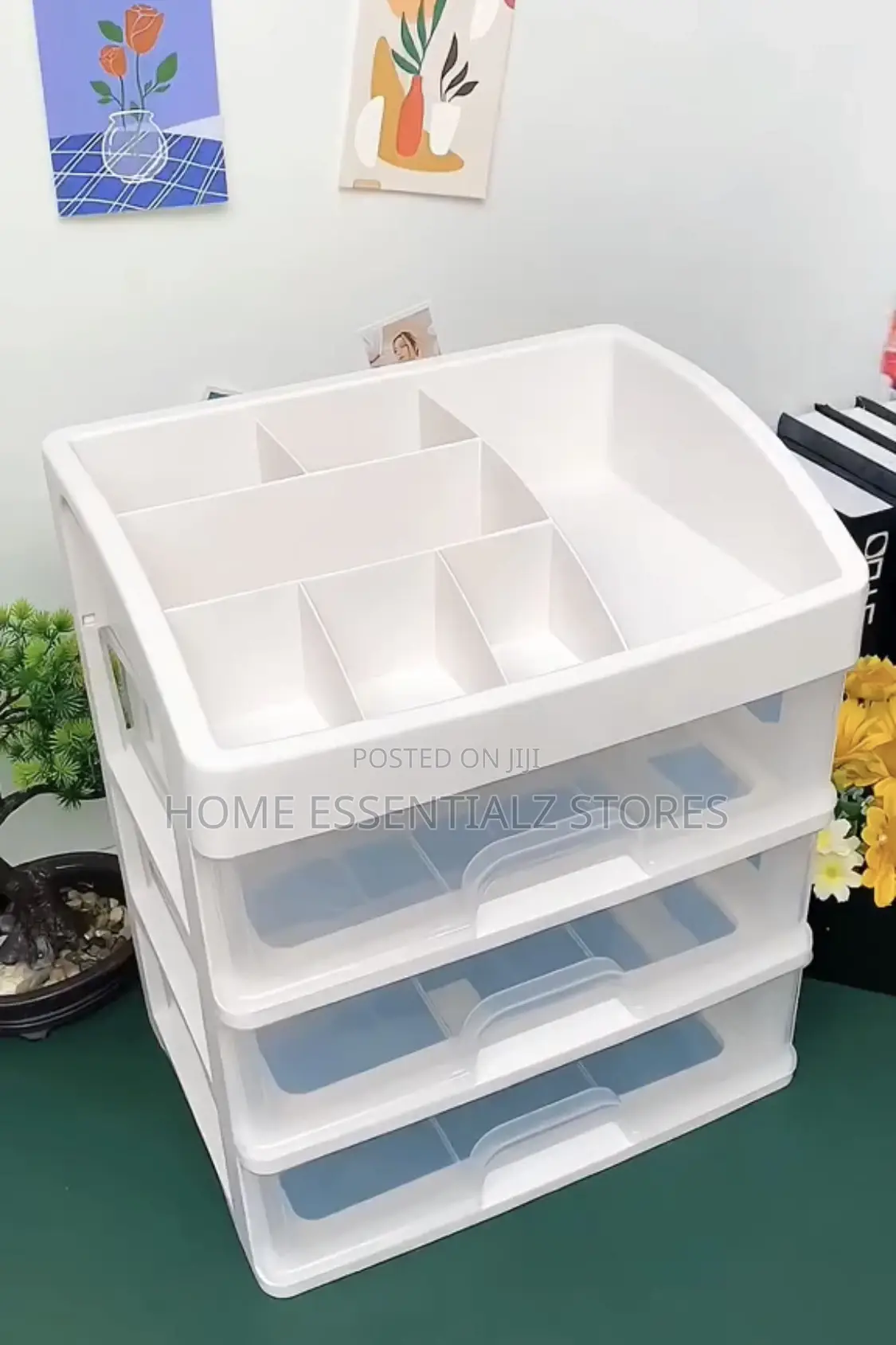 Beauty 4-Tiered Cosmetics Box Organizer Rack
