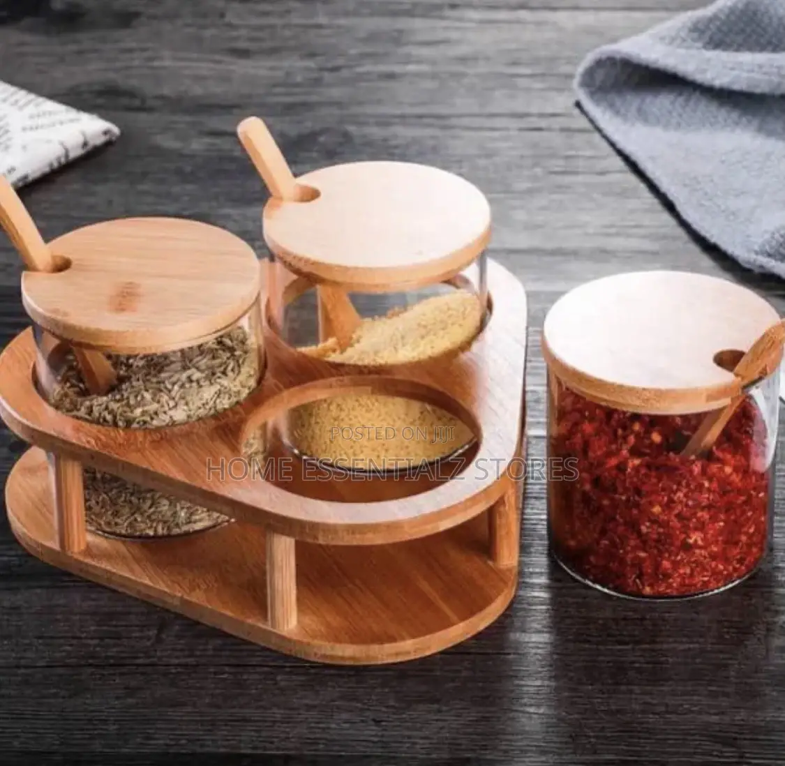 Kitchen Spice Storage Jar Canisters With Bamboo Lids