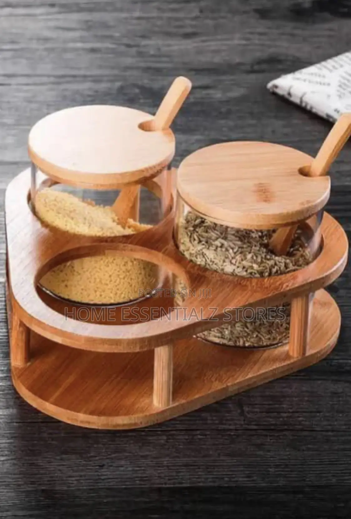 Kitchen Spice Storage Jar Canisters With Bamboo Lids