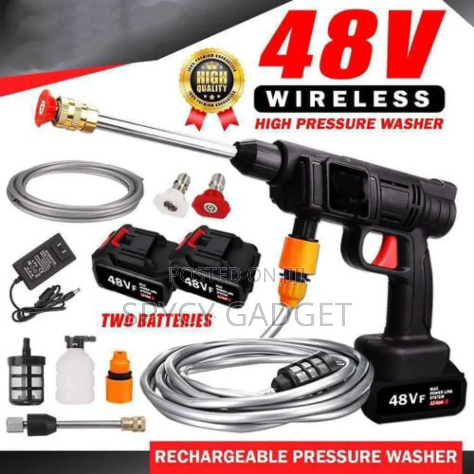 48v Cordless High Pressure Car Washer - Double Batteries