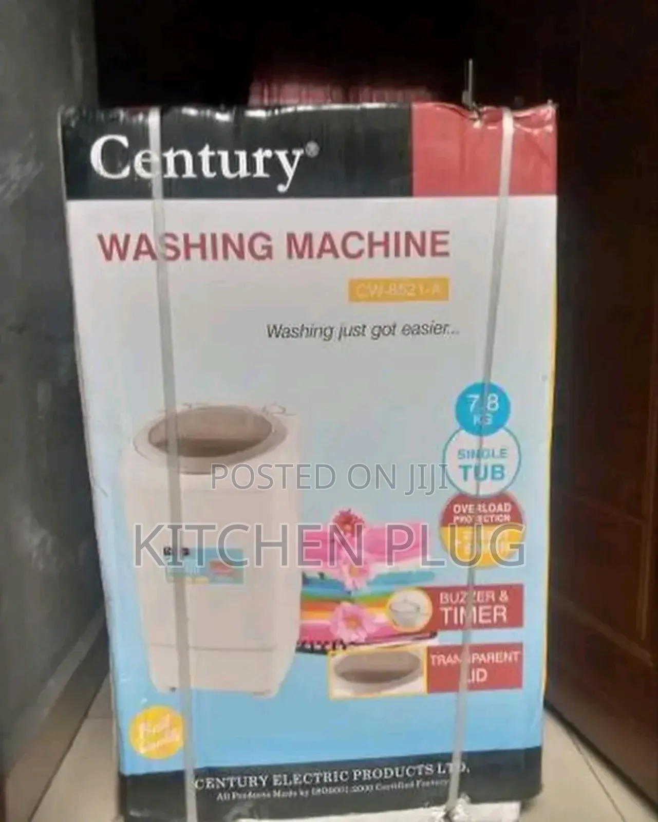 7.8 Kg Century Cw-8521-A1 Single Tub Washing Machine.