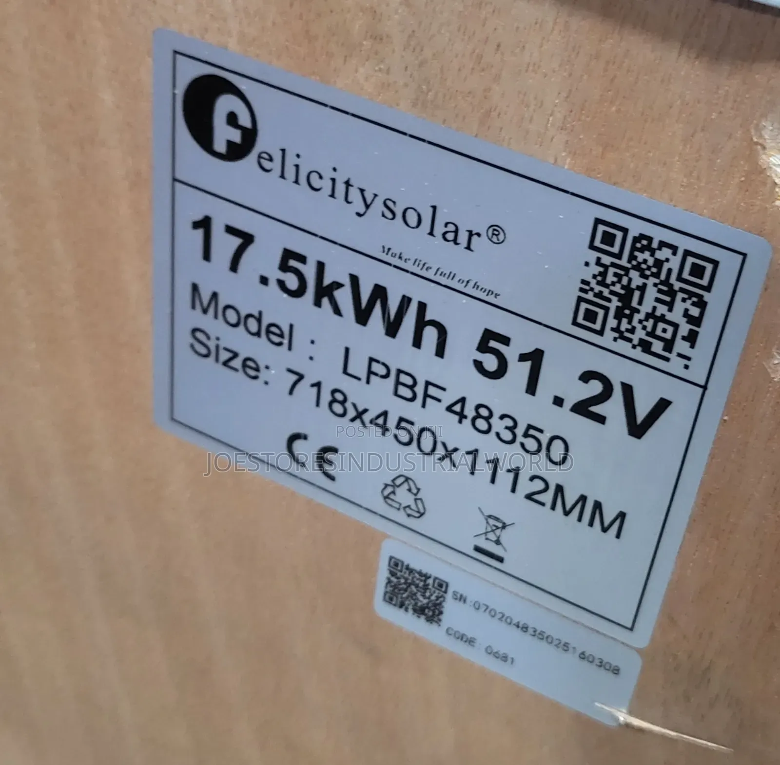 Felicity 17.5kwh Lithium Battery Old Model