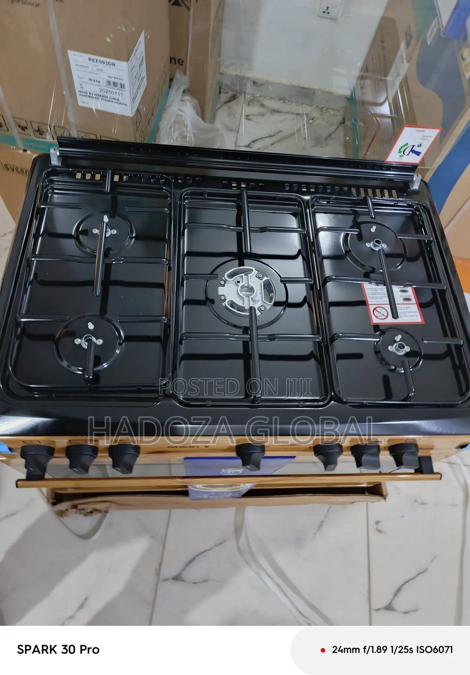 5 Burner Gas Cooker & Oven – Efficient Cooking - Wood Finish