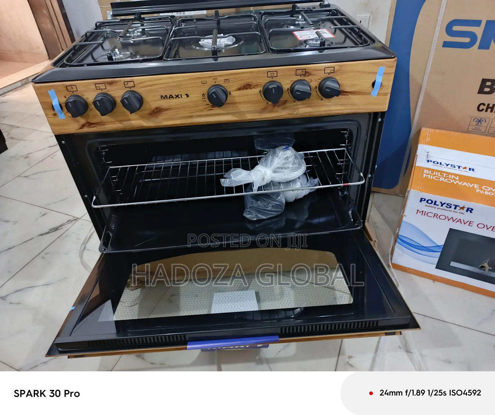 Simplify Cooking – 5 Gas Burner And Oven Unit - Wood Finish