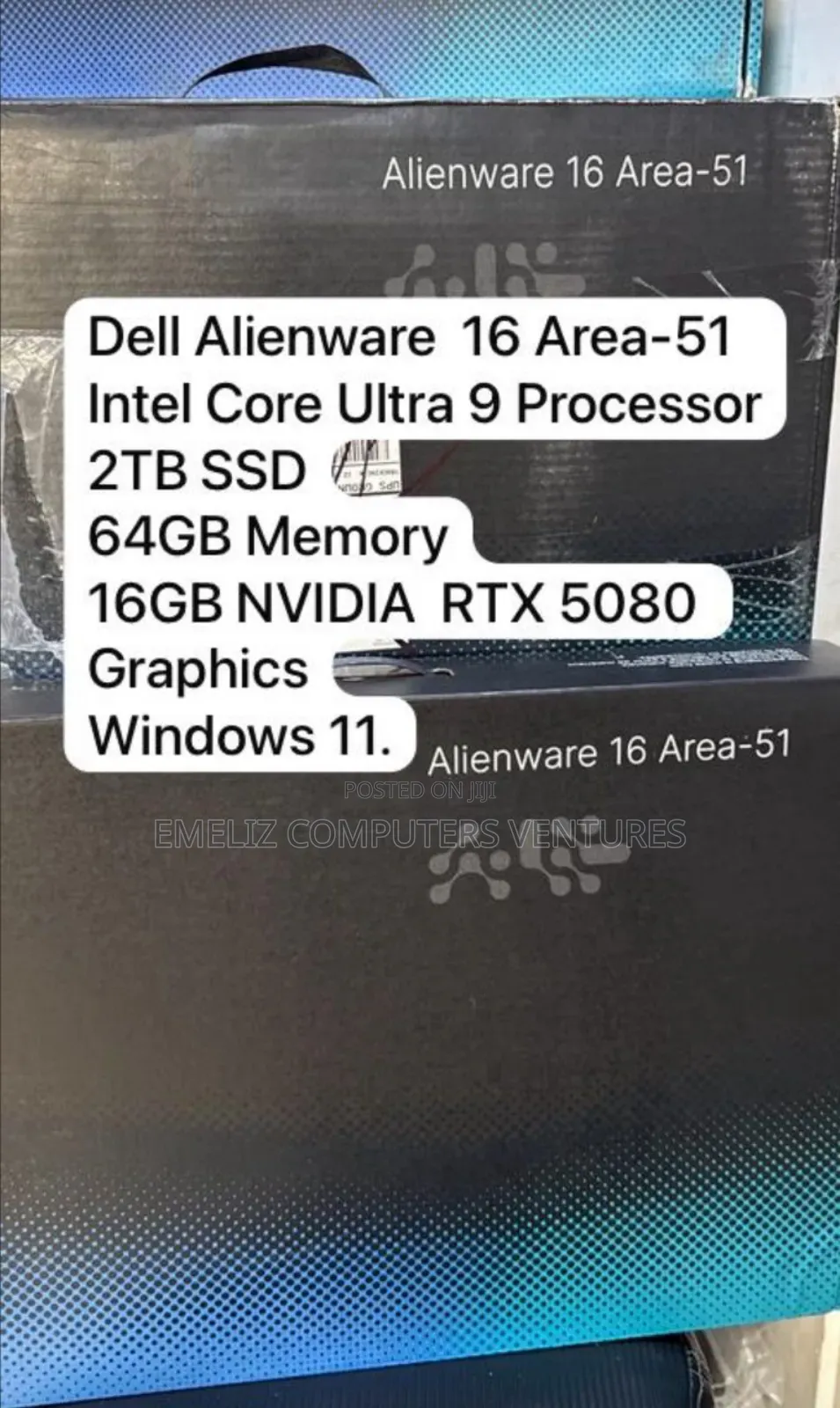 New Laptop Dell Alienware Area-51 64GB Intel Core Ultra 9 SSD 2T