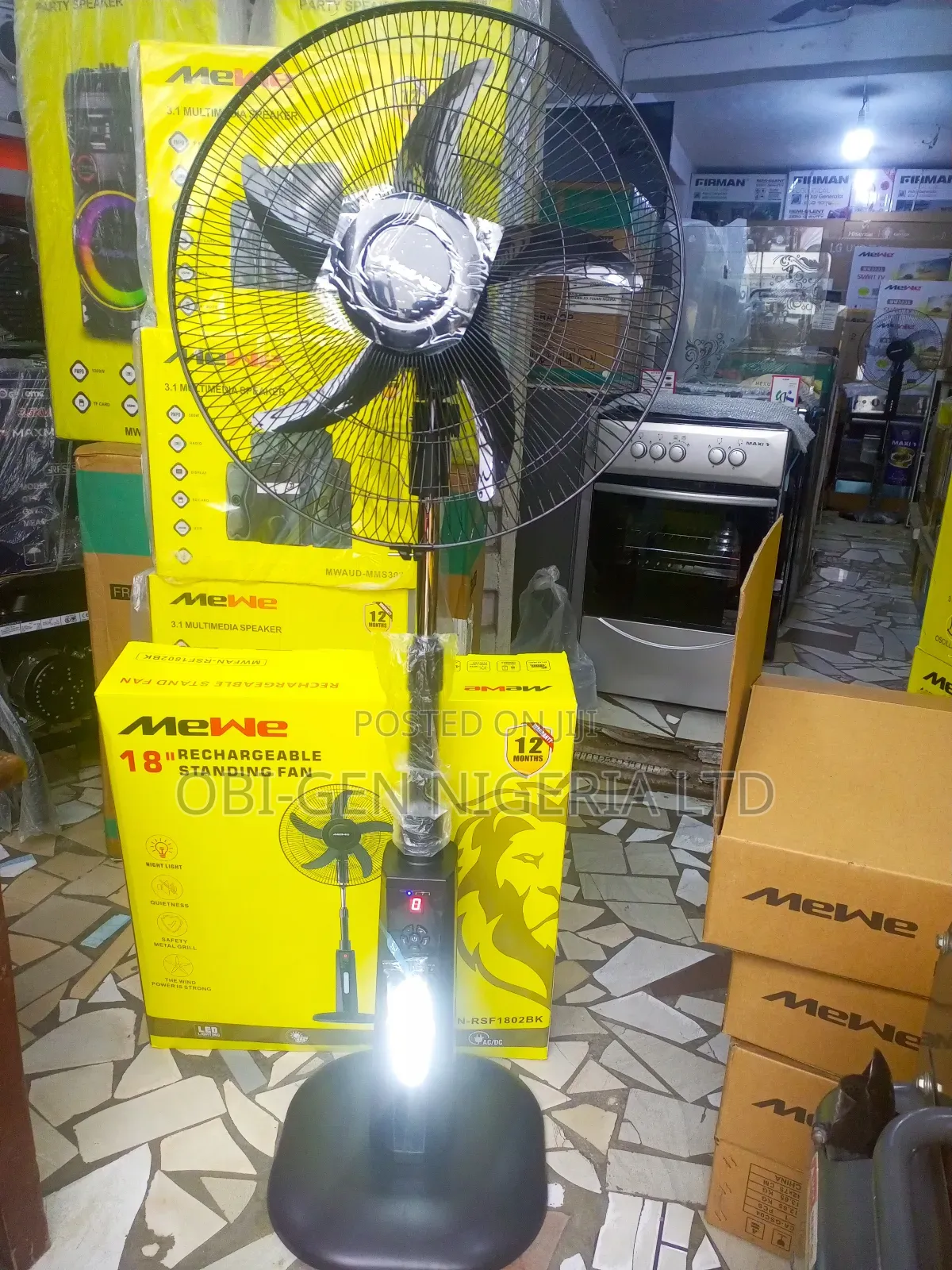 Mewe Solar 18" Rechargeable Stand Fan (Mwfan-rsf1802bk) Set