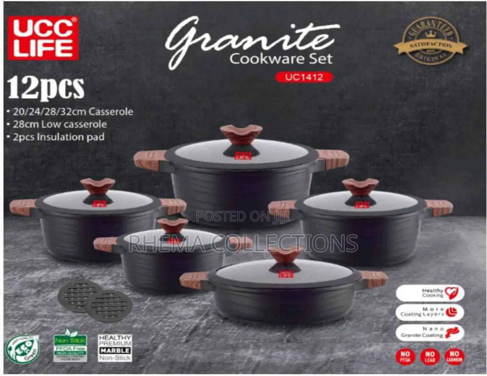 12pcs Ucc Life High Quality Lasting Granite Cookware/Pot Set