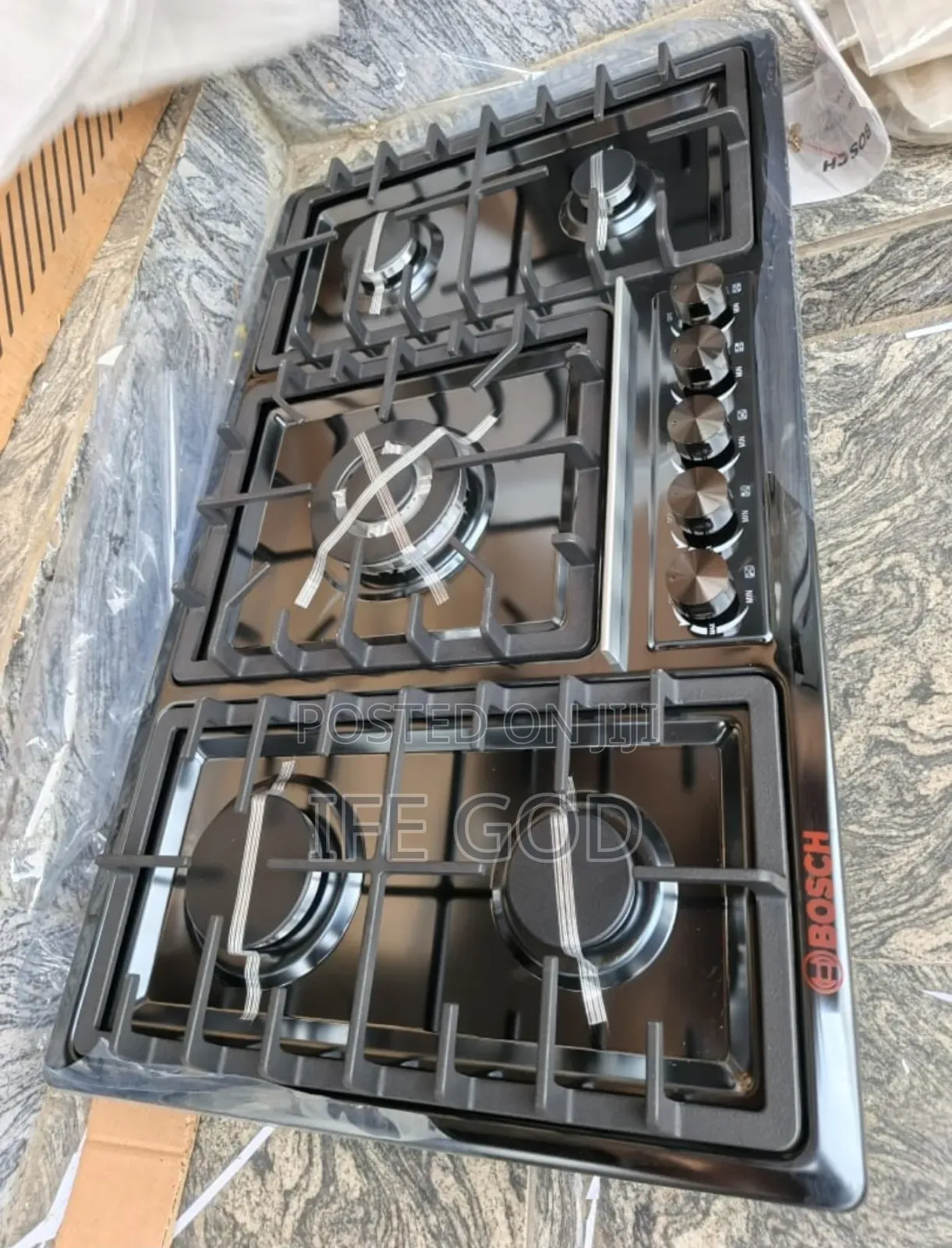 Original Bosch 90cm Built-in Gas Cooker Hob Black Stainless