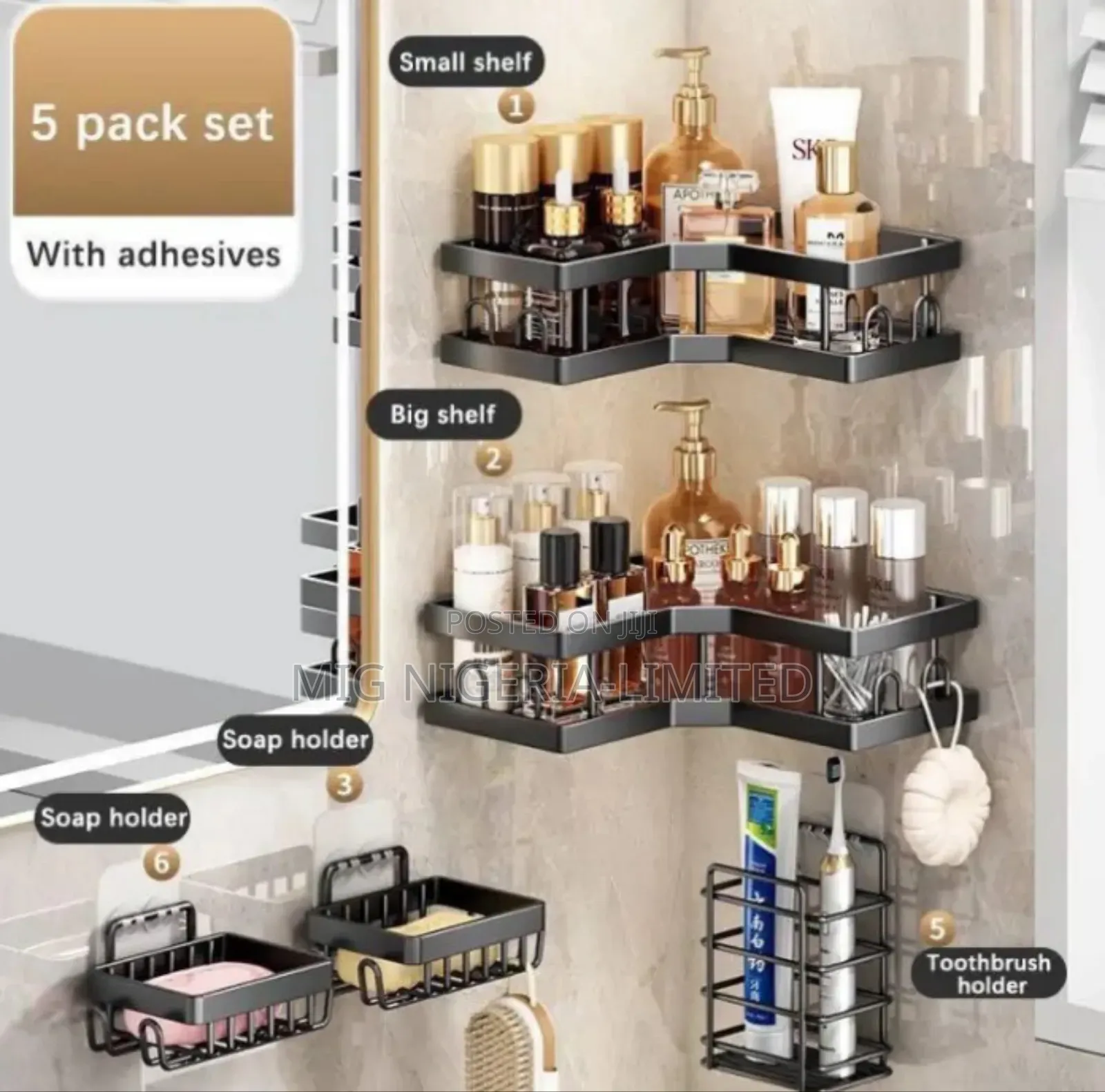 5 In1 Bathroom Rack Accessories Shelve