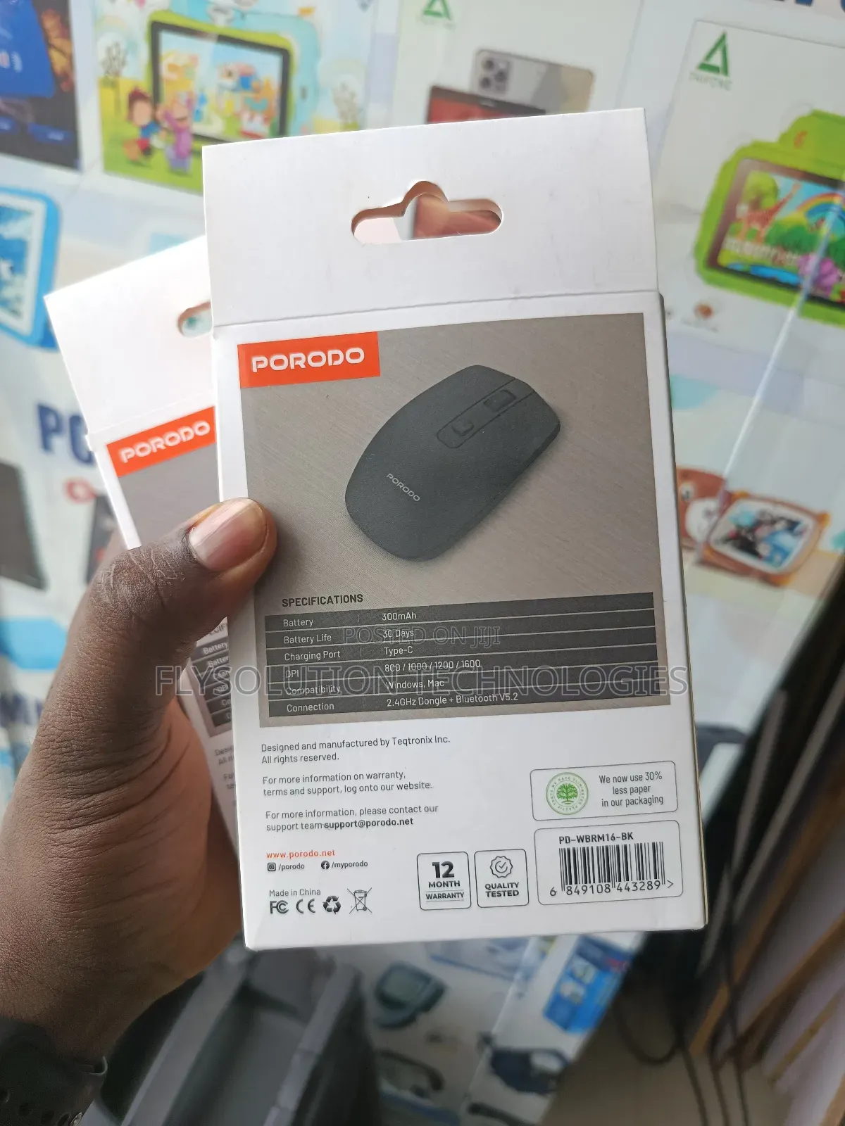 Porodo 2-in-1 Wireless Bluetooth Mouse - Pd-Wm24bt-Bk